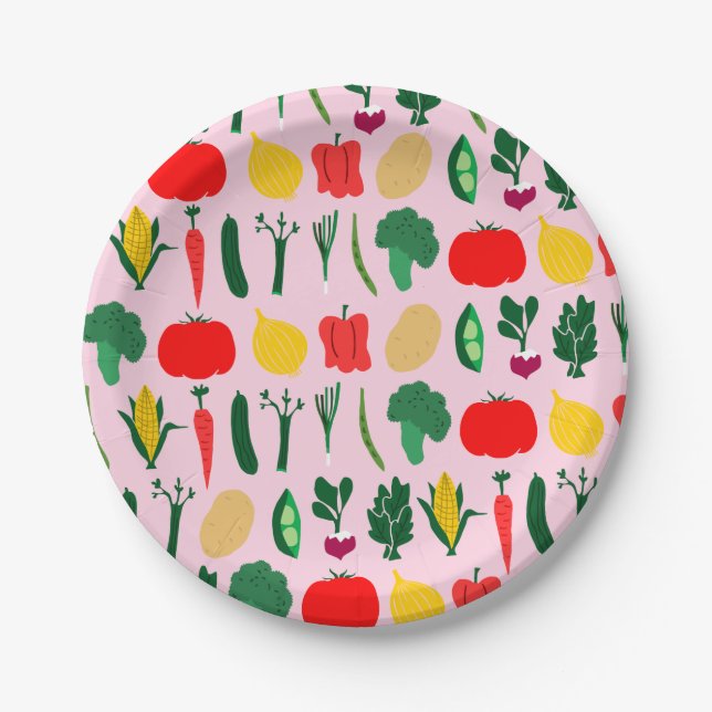 Plato De Papel Cute Vegetables Paper Plates (Anverso)