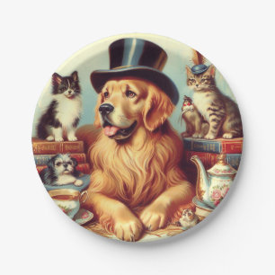 Plato De Papel Cute Vintage Dog Pintura
