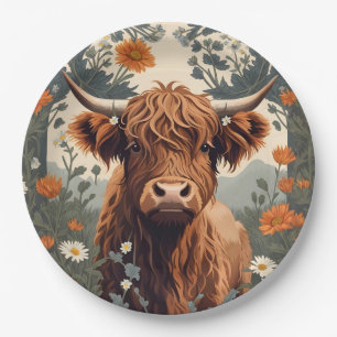 Plato De Papel Cute Vintage Highland Cow