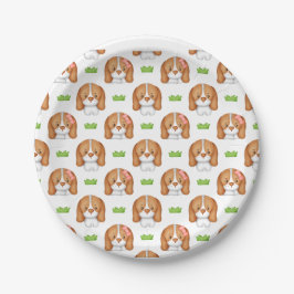 Plato De Papel Cute Watercolor Beagle Dog