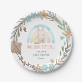 Plato De Papel Cute Watercolor Bunny Baby Shower