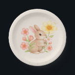 Plato De Papel Cute Watercolor Bunny Rabbit Floral<br><div class="desc">Cute Watercolor Bunny Rabbit Floral Paper Plates. Featuring a sweet bunny and soft pink and yellow flowers.</div>