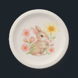 Plato De Papel Cute Watercolor Bunny Rabbit Floral<br><div class="desc">Cute Watercolor Bunny Rabbit Floral Paper Plates. Featuring a sweet bunny and soft pink and yellow flowers.</div>