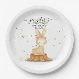Plato De Papel Cute Watercolor Bunny Rabbit wildlife baby newborn