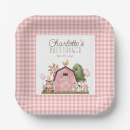 Plato De Papel Cute Watercolor Farm Animals Baby Shower
