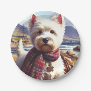 Plato De Papel Cute West Highland White Terrier Pintura