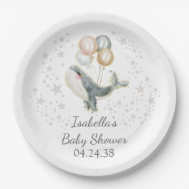 Plato De Papel Cute Whale Boy Baby Shower