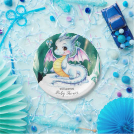 Plato De Papel Cute Whimsical Dragon Baby Shower
