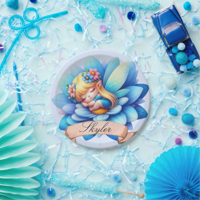 Plato De Papel Cute Whimsical Floral Sweets Dreams Sleeping Fairy (Fiesta)