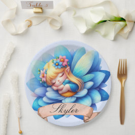 Plato De Papel Cute Whimsical Floral Sweets Dreams Sleeping Fairy