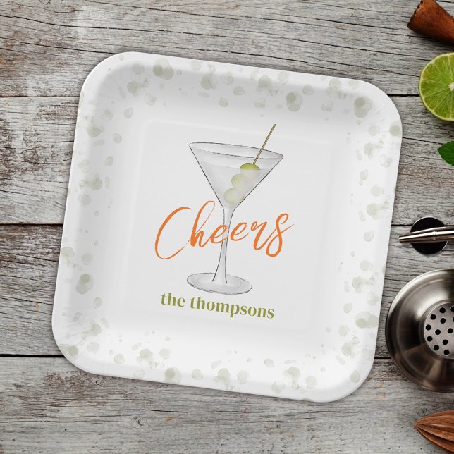 Plato De Papel Cute Whimsical Martini Cocktail Simple Fiesta (Subido por el creador)