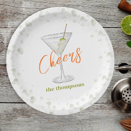 Plato De Papel Cute Whimsical Martini Cocktail Simple Fiesta