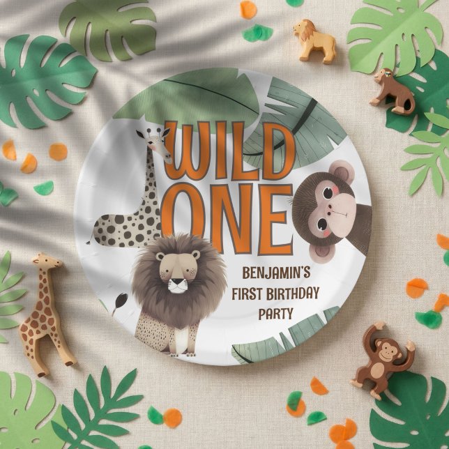 Plato De Papel Cute Wild One Safari Animals First Birthday Party (Subido por el creador)