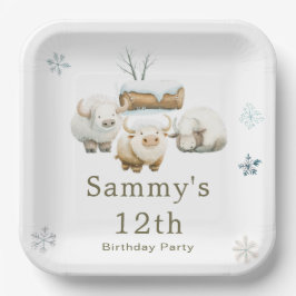 Plato De Papel Cute Winter Arctic Cow Birday