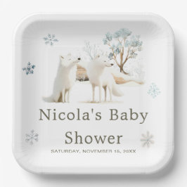 Plato De Papel Cute Winter Arctic Wolf Baby Shower