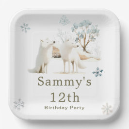Plato De Papel Cute Winter Arctic Wolf Birthday Party