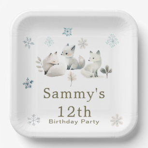Plato De Papel Cute Winter Arctic Wolf Birthday Party