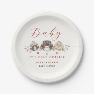 Plato De Papel Cute Winter Clothes Navidad Baby Shower