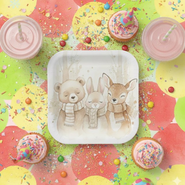 Plato De Papel Cute Winter Forest Animals Kids' Christmas Fun Pap (Subido por el creador)