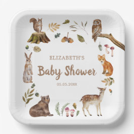 Plato De Papel Cute Woodland Animales Género Baby Shower Neutral