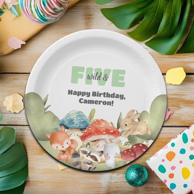 Plato De Papel Cute Woodland Animals 5th Birthday Party (Subido por el creador)