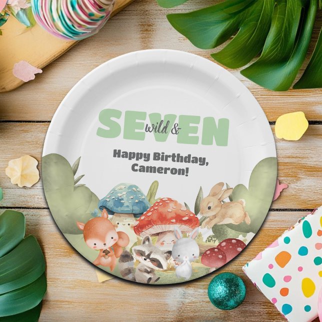 Plato De Papel Cute Woodland Animals 7th Birthday Party (Subido por el creador)