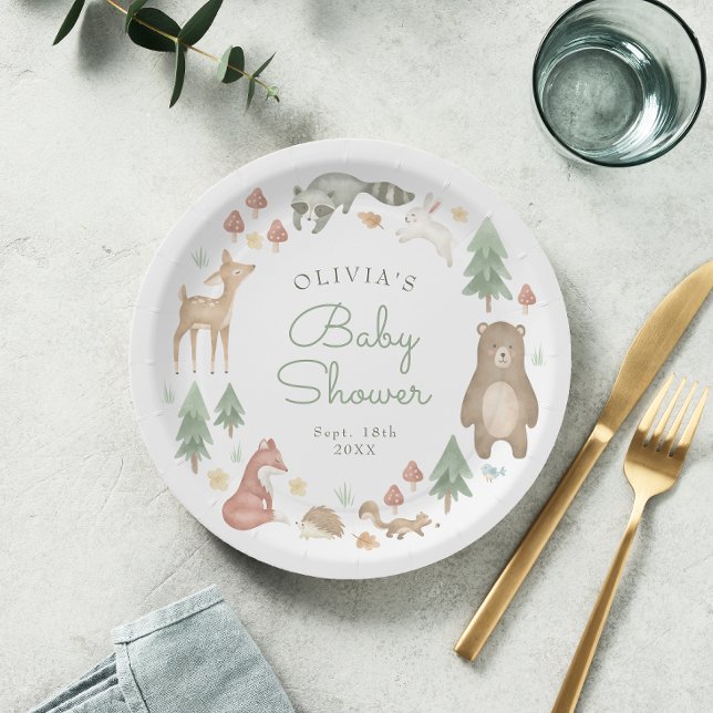 Plato De Papel Cute Woodland Animals Baby Shower (Subido por el creador)
