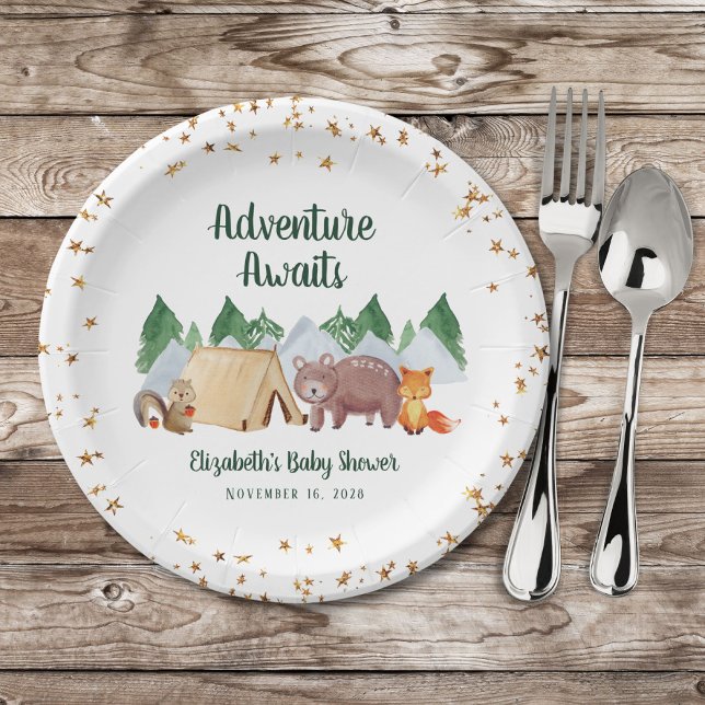 Plato De Papel Cute Woodland Animals Baby Shower (Subido por el creador)
