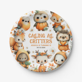 Plato De Papel Cute Woodland Animals Festive Autumn Kids Birthday