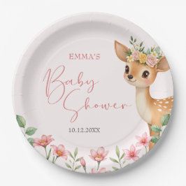 Plato De Papel Cute Woodland Deer Baby Shower