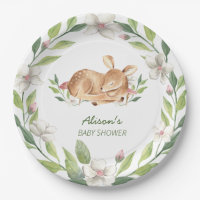 Cute Woodland Deer Floral Greeneration Baby Shower