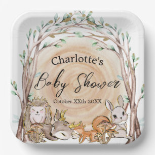 Plato De Papel Cute Woodland Forest Animals Baby Shower