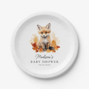 Plato De Papel Cute Woodland Fox Fall Baby Shower