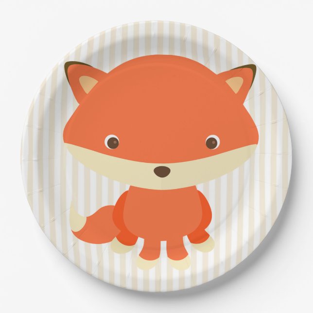 Plato De Papel Cute Woodlands Creature Fox Fiesta Plate (Anverso)