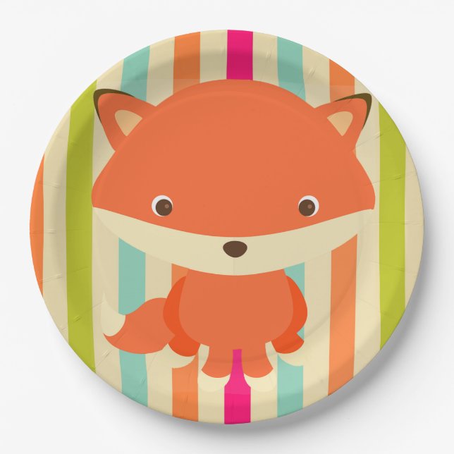 Plato De Papel Cute Woodlands Creature Fox Fiesta Plate (Anverso)