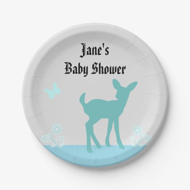 Plato De Papel Cute Woods Themed Baby Shower Plate (Anverso)