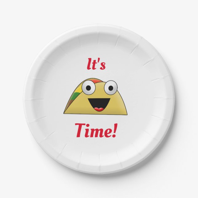 Plato De Papel Cute Yummy Taco Time Fiesta (Anverso)