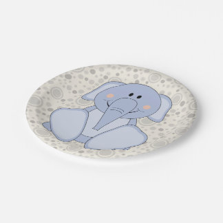 Plato De Papel Cutelyn Baby Blue Elephant