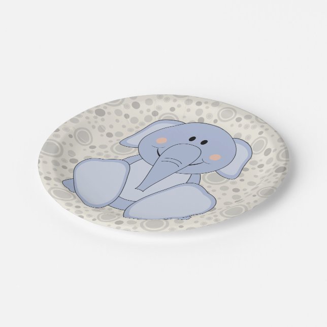 Plato De Papel Cutelyn Baby Blue Elephant (Angular)