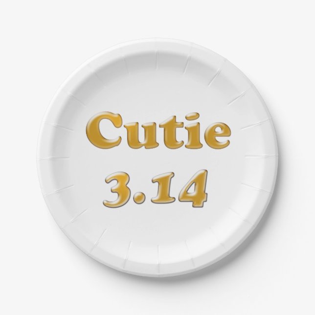 Plato De Papel Cutie 3.14 Pi Day (Anverso)