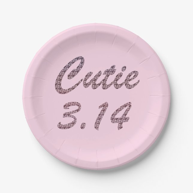 Plato De Papel Cutie 3.14 Pi Day Pink (Anverso)