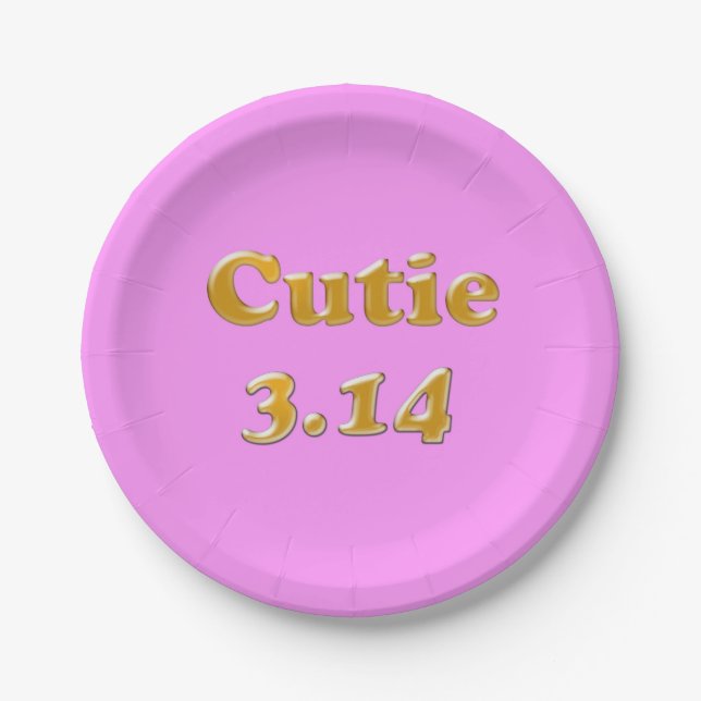 Plato De Papel Cutie 3.14 Pi Day Pink (Anverso)
