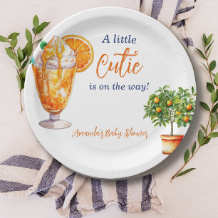 Plato De Papel Cutie Naranja Citrus Summer Ice Cream Baby Shower