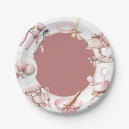 Plato De Papel Cutie Pie | Baby Shower de Chica rosa acuarela