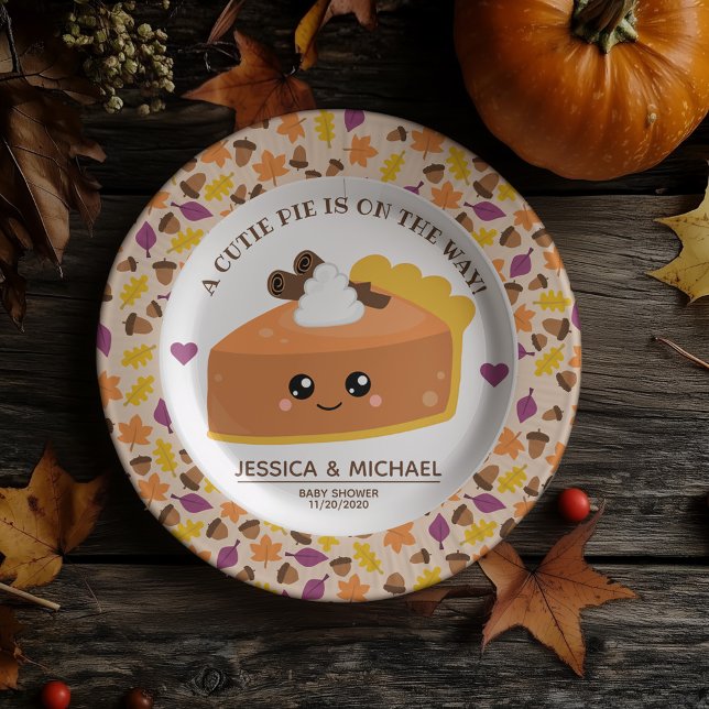 Plato De Papel Cutie Pie Fall Baby Shower ( You’ll definitely want a piece of this cutie pie baby shower paper plate. )