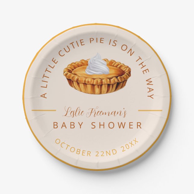 Plato De Papel Cutie Pie Thankding Baby Shower Plates (Anverso)