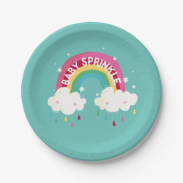 Plato De Papel Cuto arcoiris Sprinkle Baby Shower