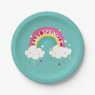 Plato De Papel Cuto arcoiris Sprinkle Baby Shower