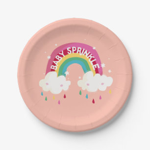 Plato De Papel Cuto arcoiris Sprinkle Baby Shower