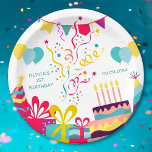 Plato De Papel Cuto colorido Personalizado de la fiesta de cumple<br><div class="desc">Personalizar el texto y crea fácilmente tu placa personalizada de papel de fiesta de cumpleaños. Haga clic en EDIT y, a continuación, seleccione un texto para cambiar el color del texto. También puede TRANSFERIR este DISEÑO a otros productos de Zazzle y ajustarlo para que se ajuste a la mayoría de...</div>